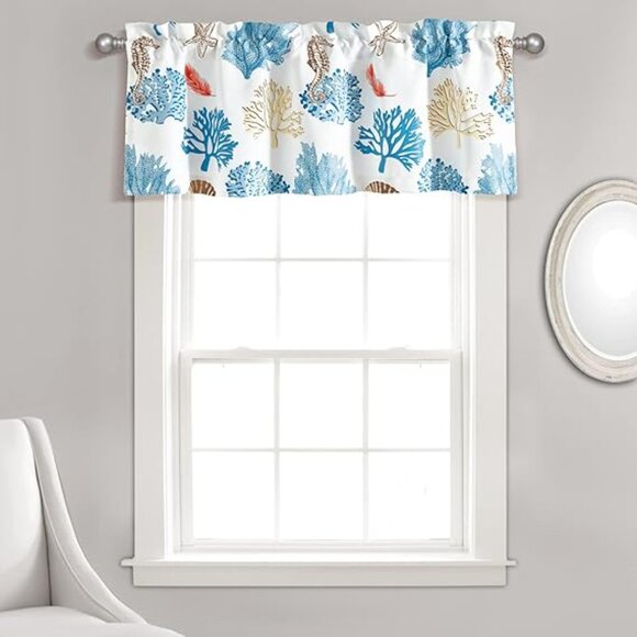 Lush Decor Coastal Reef Feather Light Filtering Window Valance🆕FAST📦🏃🏻💨⚡🚚 - Picture 2 of 16